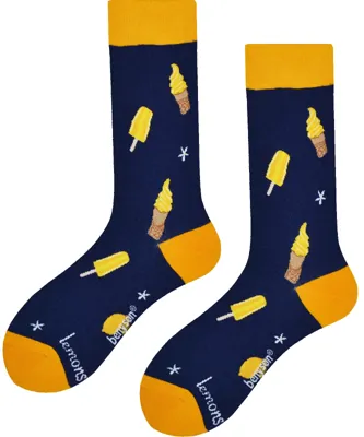 Benyson Sokken ijsco&apos;s - Organisch katoen 1- Paar - Vrolijke katoenen sokken met leuke en grappige print - Dames - Heren - 40 - Blauw - 40 - 40