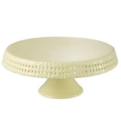 J-Line bord Cake bord - taartplateau - keramiek - lichtgeel - large