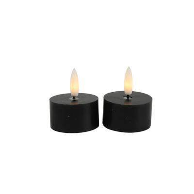 Countryfield led theelicht lyon rustiek vlameffect zwart 5 cm set van 2 | 12 stuks