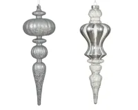 Decoris kersthanger Druppels plastic 30cm zilver - 1 stuk - thumbnail