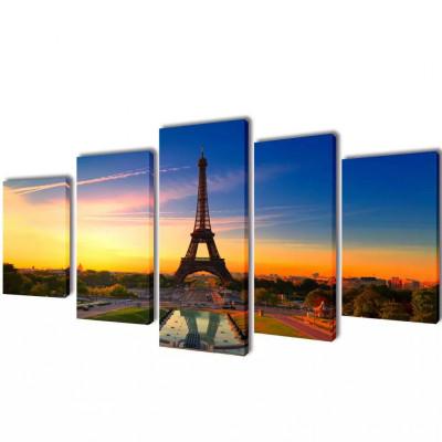 VidaXL Canvas muurdruk set eiffel toren 200 x 100 cm