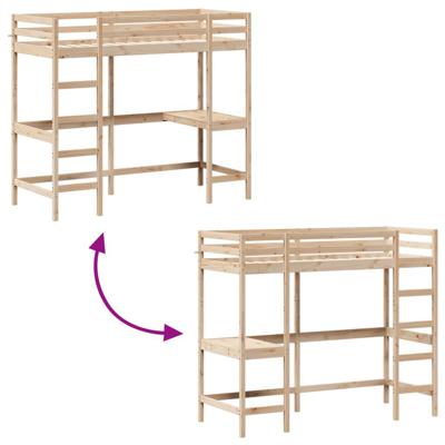 Hoogslaper met bureau massief grenenhout 75x190 cm - thumbnail