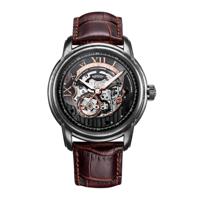 Aries Gold - Inspire "El Toro" - Herenhorloge G 9005 AS-BK (Zilver, Zwart met Bruin Leren Band) - thumbnail