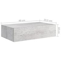 Wandschappen 2 st met lade 40x23,5x10 cm MDF betongrijs - thumbnail