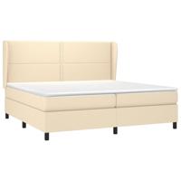 Boxspring met matras stof crèmekleurig 200x200 cm - thumbnail