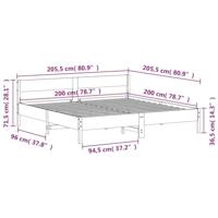 Bedframe zonder matras massief grenenhout wit 200x200 cm - thumbnail