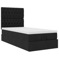 Ottoman bed met matras 90x190cm stof zwart - thumbnail