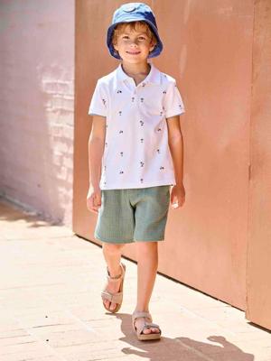 Jongensshort in katoengaas groen Jongensshort in katoengaas groen