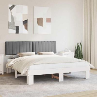 Bedframe met Gevoerd Hoofdgedeelte Lichtgrijs 180 x 200 cm