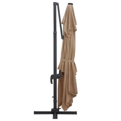 VidaXL Zweefparasol met led en aluminium paal 400x300 cm taupe