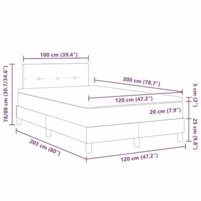 Boxspringbed met matras Donkergrijs 120 x 200 cm Stof