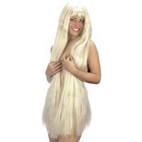 Pruik extra lang 100cm blond of zwart - thumbnail