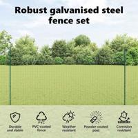 VidaXL Hek met paal groen 1,5 x 10 m staal - thumbnail