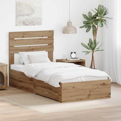 Bedframe met lade met hoofdeinde met opslag Bewerkt hout