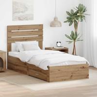 Bedframe met lade met hoofdeinde met opslag Bewerkt hout - thumbnail