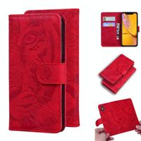 Voor iPhone XR Tiger Embossing Pattern Horizontale Flip Lederen Case met Holder & Card Slots & Wallet(Red) - thumbnail