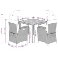 5-delige Tuinset met kussens poly rattan zwart - thumbnail