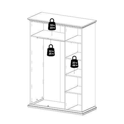 Kledingkast Amber - antraciet - 201x139x61 cm