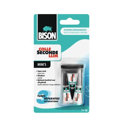 Bison Secondelijm Mini's Liquid Kaart | 3 x 1 g - 6309066 Bison Secondelijm Mini's Liquid Kaart | 3 x 1 g - 6309066