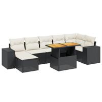 5-delige Loungeset met kussens poly rattan acacia zwart - thumbnail