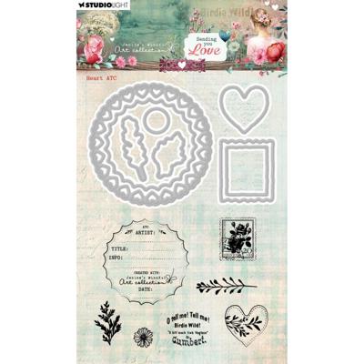 Studio Light • jenine's mindful art stamp and cutting dies sending you love heart atc