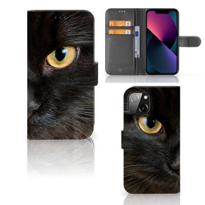Apple iPhone 13 | Telefoonhoesje | Met pasjeshouder | Zwarte Kat