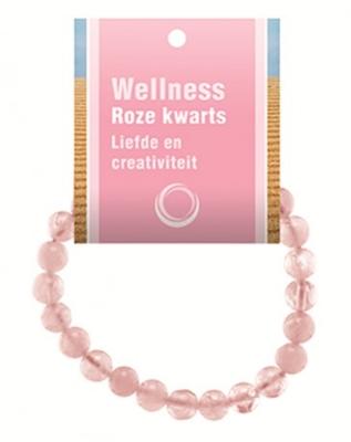 Ruben Robijn Powerbead op kaart roze kwarts (1 st)