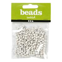 Creativ Company Houten kralen wit, 150st. - thumbnail