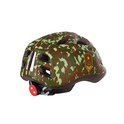 Pol Isport junigoud fietshelm s 52-56cm army met led licht - thumbnail