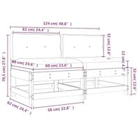Middenbanken met kussens 2 st massief douglashout - thumbnail