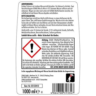 SONAX autoshampoo "wasch & wax" wash & wax 1 l pet bottle - thumbnail