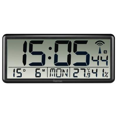 Hama digitale radiogestuurde wandklok jumbo zwart