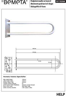 Handgreep U-Vorm Sapho Handicap 81,3 cm Wit