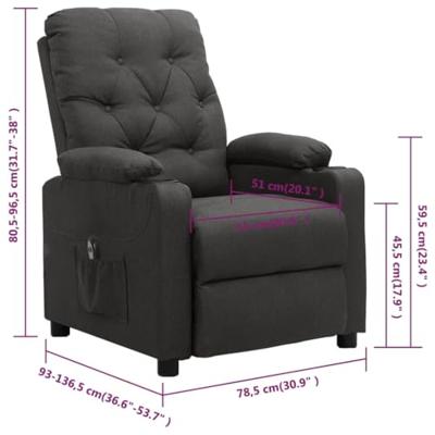 Fauteuil elektrisch verstelbaar stof donkergrijs