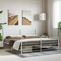Bedframe met hoofd- en voeteneinde metaal wit 200x200 cm - thumbnail