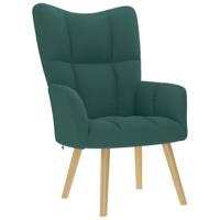 Relaxstoel met voetenbank stof donkergroen - thumbnail