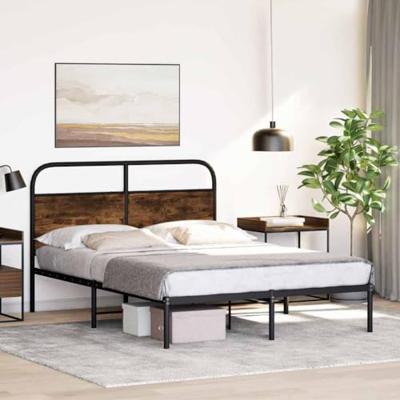 Bedframe zonder matras bewerkt hout gerookt eiken 140x190 cm