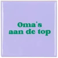 Daan Kromhout Design tegeltje keramiek oma's aan de top 10x10cm paars - thumbnail