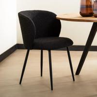 Light & Living Eetkamerstoel 'Elyna' Bouclé, kleur Zwart - thumbnail