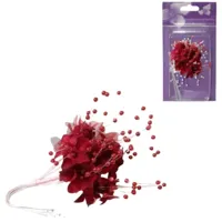 Kunstbloemen Pearl bordeaux 12 stuks | 24 stuks - thumbnail