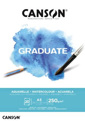 Aquarelpapier canson graduate 20vel 250gr a3 wit Aquarelpapier canson graduate 20vel 250gr a3 wit
