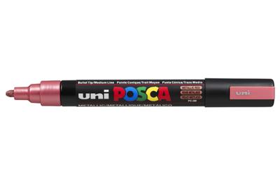 Uni-Posca Posca marker, afm pc-5m, lijndikte 2,5 mm, medium, rood metallic, 1 stuk