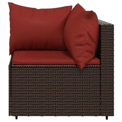 Tuinhoekbanken met kussens 2 st poly rattan bruin - thumbnail
