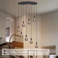 Metaal kroonluchter - Industrie hanglamp - Zwart - Met 8 pcs lampvoeten - Ontworpen voor Eetkamer en Slaapkamer - 80 X 27.5 X 117.5cm - set met E27 Lamphouder - voor Lampenkap met Doorsnede max 15cm - Gloeilamp Niet Inbegrepen - thumbnail
