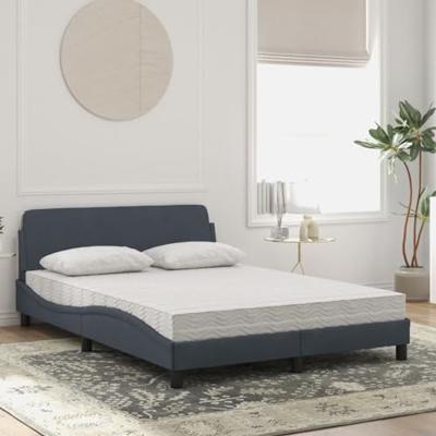 Bed met matras "Dover" fluweel donkergrijs 140x190 cm