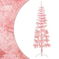 VidaXL Kunstkerstboom half met standaard smal 150 cm roze - thumbnail