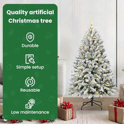 Kunstkerstboom met 150 LED Groen en Wit 120 cm PVC en Metaal