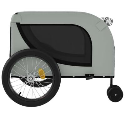 Hondenfietstrailer oxford stof en ijzer grijs en zwart - thumbnail
