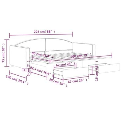 Slaapbank met onderschuifbed en lades 90x200 cm stof zwart