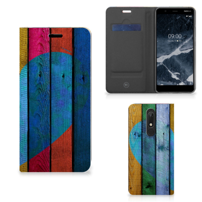 Nokia 5.1 (2018) Book | Wallet Case | Wood Heart - Cadeau voor je Vriend